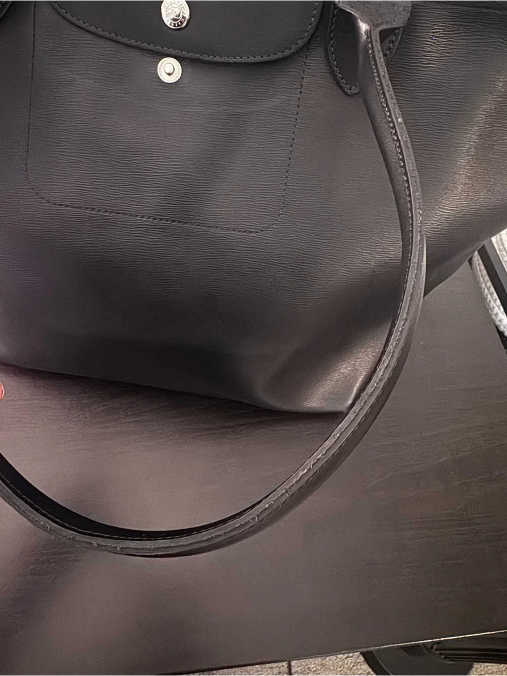 Longchamp Black Coated Canvas Tote-Large